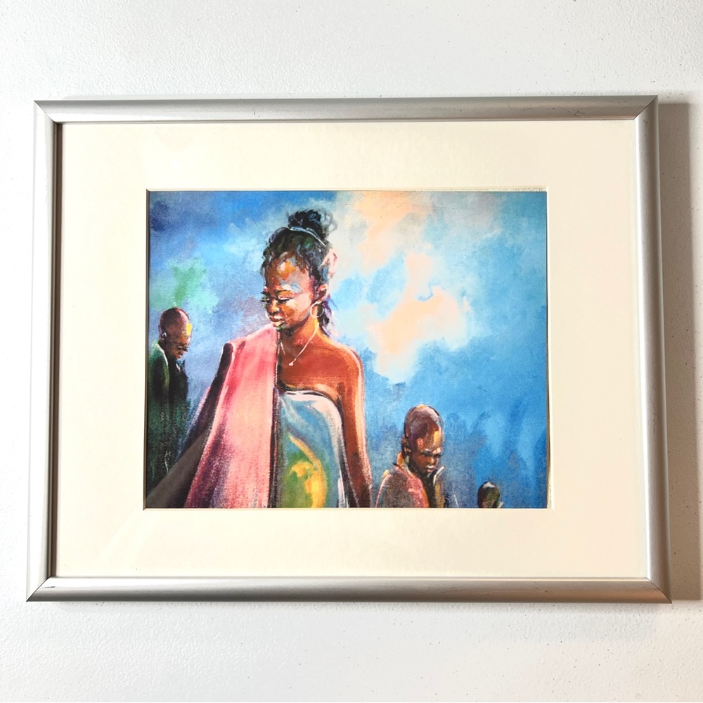 Framed African Art - Woman and Men - Yoruba